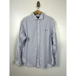 Polo Ralph Lauren Mens XL Blue Gingham Check Stretch Cotton Button Down Shirt